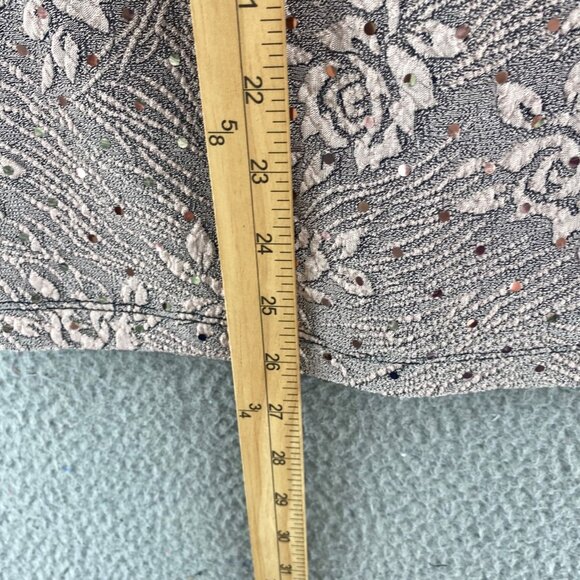 Dressbarn Top Womens 2X Plus Mauve Metallic Sequin Jacquard V Neck Short Sleeves - Picture 9 of 10